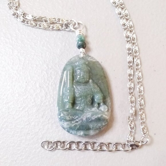Guanyin ~ Green India Agate Amulet! Compassion & Kindness. Kuan Yin aka Quan Yin - Picture 1 of 10